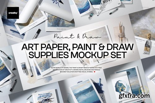 Creatsy - Art Paper, Paint & Draw Supplies Mockup Set - 1558190421 Creatsy - Art Paper, Paint & Draw Supplies Mockup Set - 1558190421