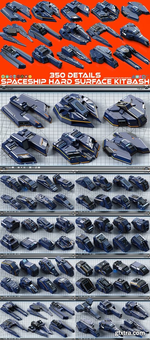 Artstation - SPACESHIP Hard Surface KITBASH 350 DETAILS