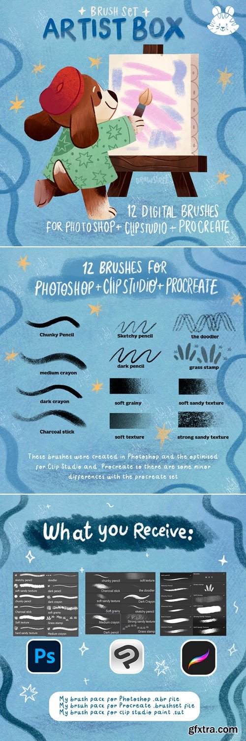 The Artist box: brush pack for Clip Studio, Procreate & Photoshop