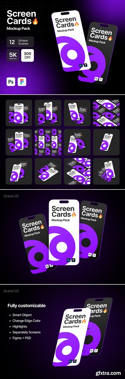 Screen Cards 12 Mockup Pack