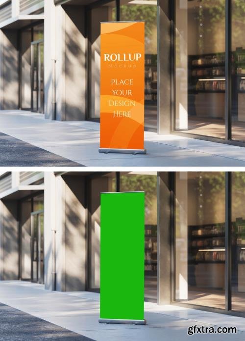 Outdoor Vertical Roll Up Banner Mockup for Storefront Advertising 1705382238 Outdoor Vertical Roll Up Banner Mockup for Storefront Advertising 1705382238