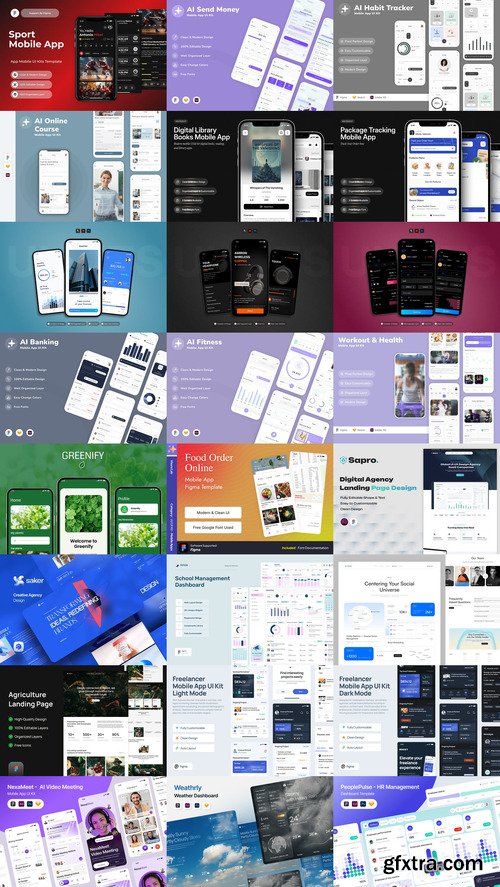 24 UX and UI Kits Templates Bundle 24 UX and UI Kits Templates Bundle