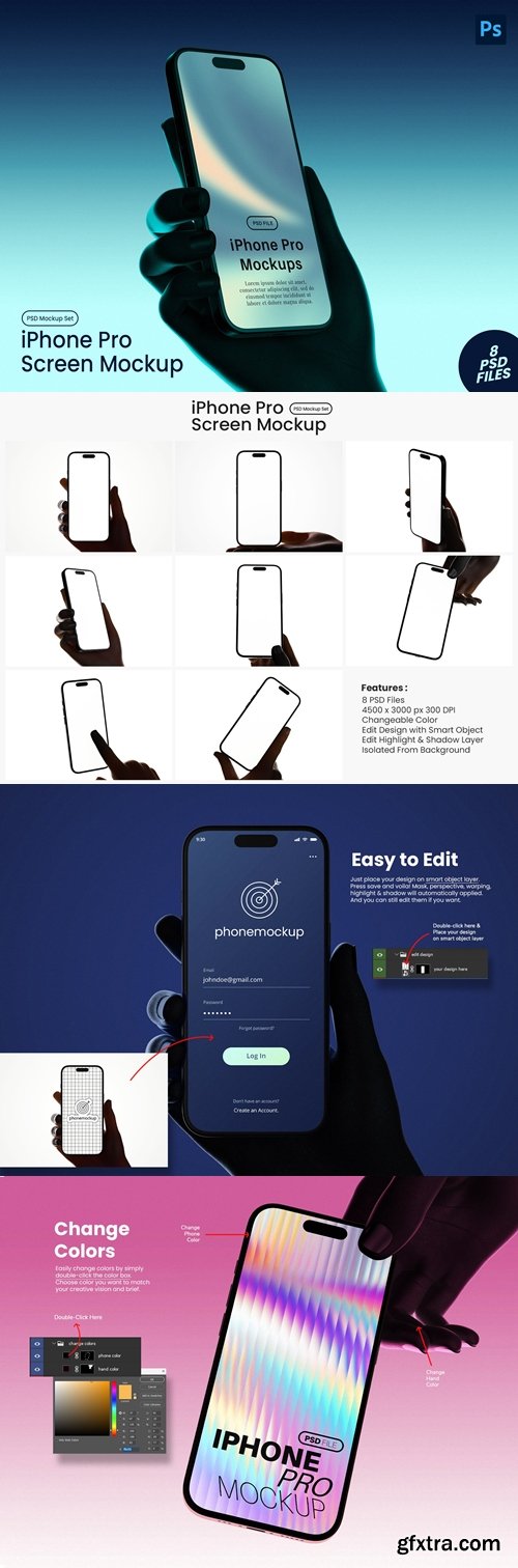 iPhone Pro with Hand Holding Backlight Mockups