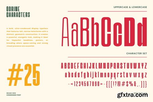 CreativeMarket - Odrine A Retro Modern Condensed - 16 Font