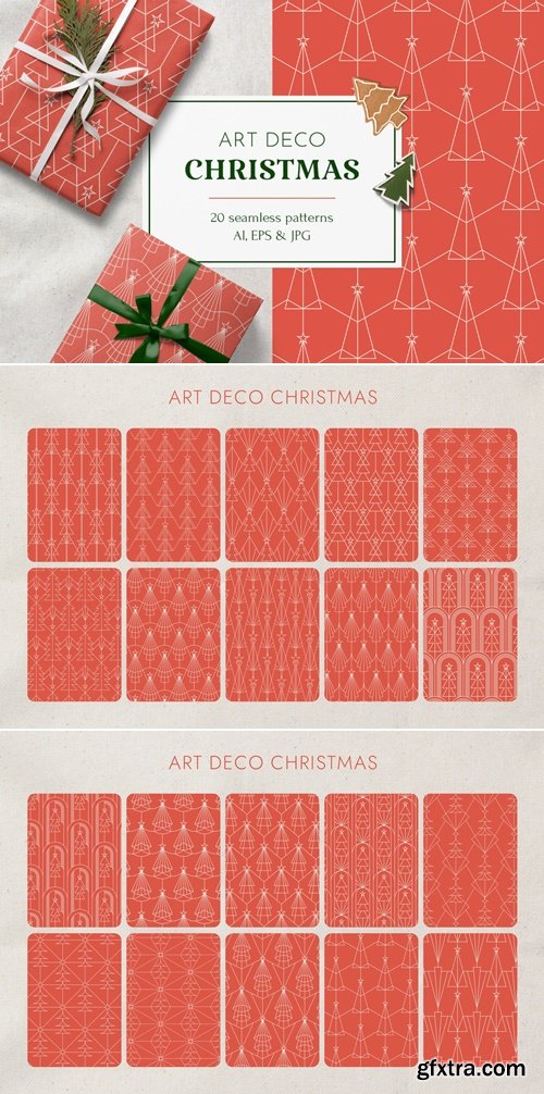 CreativeMarket - Art Deco Christmas Patterns