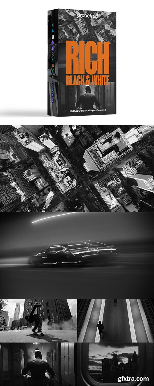 GradeFruit - Rich Black and White LUTs & LR Presets GradeFruit - Rich Black and White LUTs & LR Presets