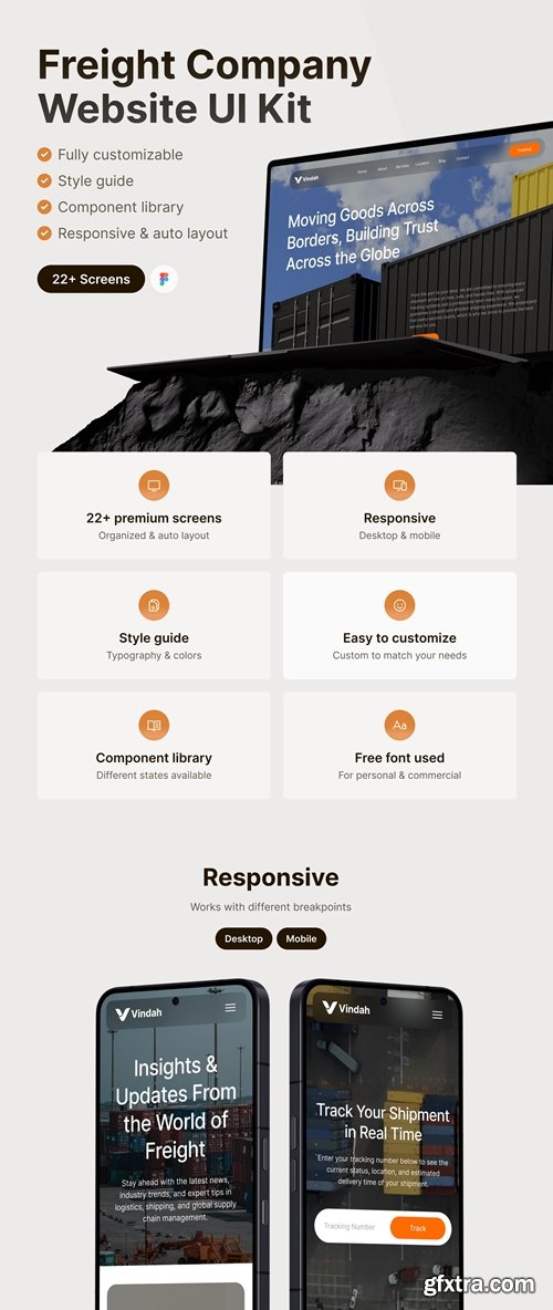 Freight Company Website UI Kit - Vindah