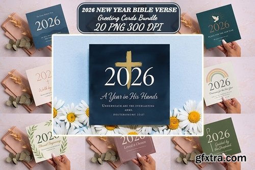 2026 New Year Bible Verse Greeting Cards Bundle