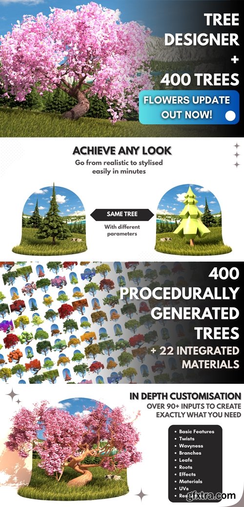 SuperhiveMarket - TreeDesigner + 400 Procedural Trees