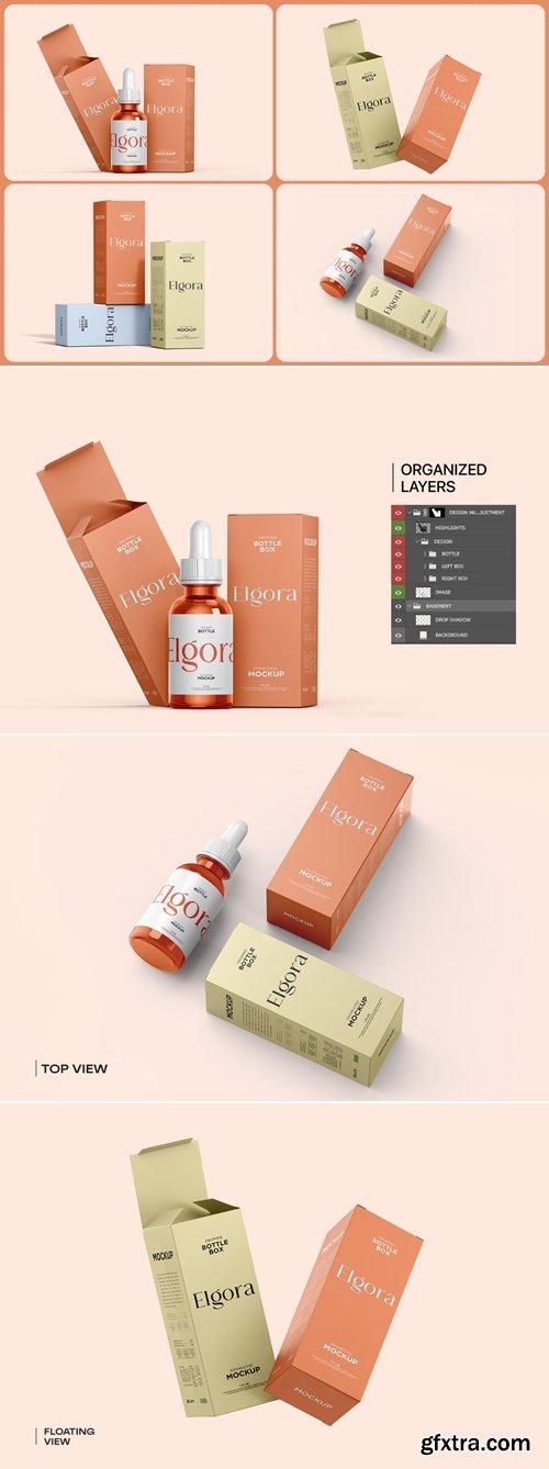 MockupCloud - Cosmetic Dropper Bottle with Box Mockup