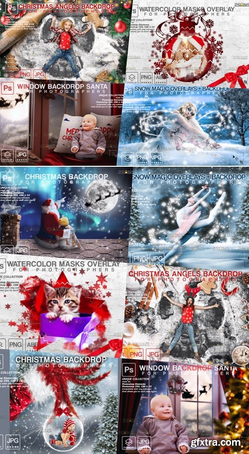 Christmas Backdrop Overlays and Background Bundle 20xPNG Christmas Backdrop Overlays and Background Bundle 20xPNG