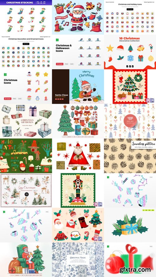 24 Christmas and Happy New Year Design Elements Bundle 24 Christmas and Happy New Year Design Elements Bundle
