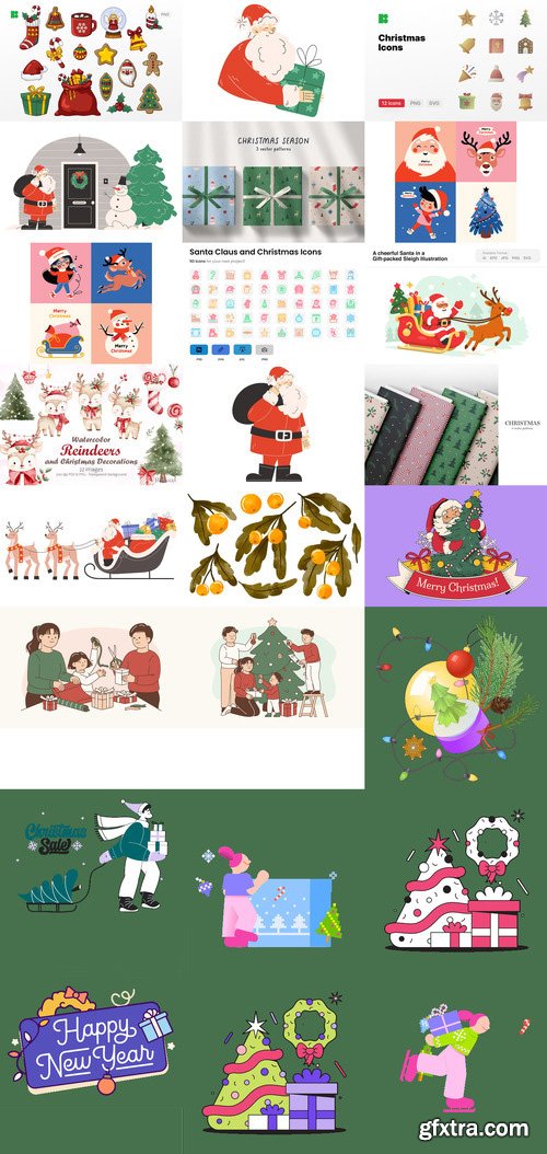 24 Christmas and Happy New Year Design Elements Bundle 3 24 Christmas and Happy New Year Design Elements Bundle 3