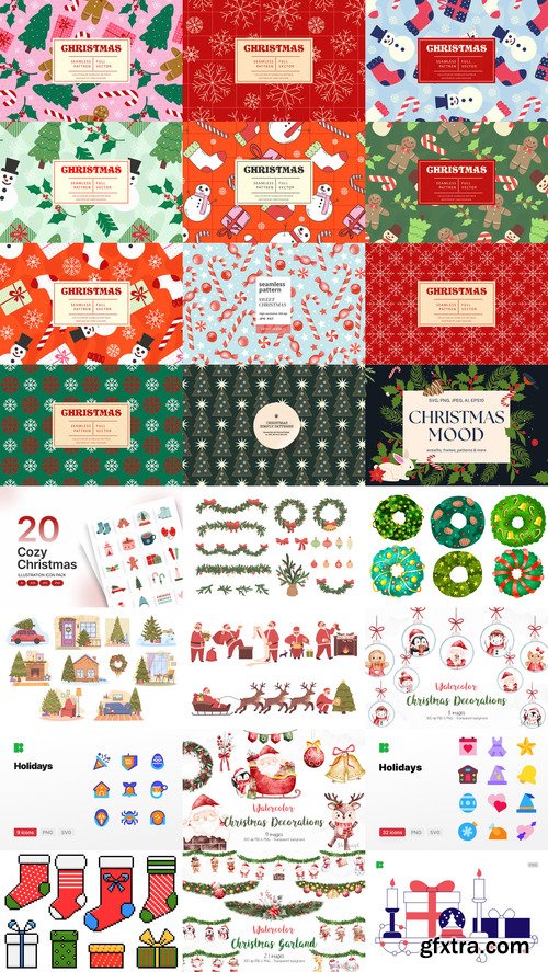 24 Christmas and Happy New Year Design Elements Bundle 7 24 Christmas and Happy New Year Design Elements Bundle 7