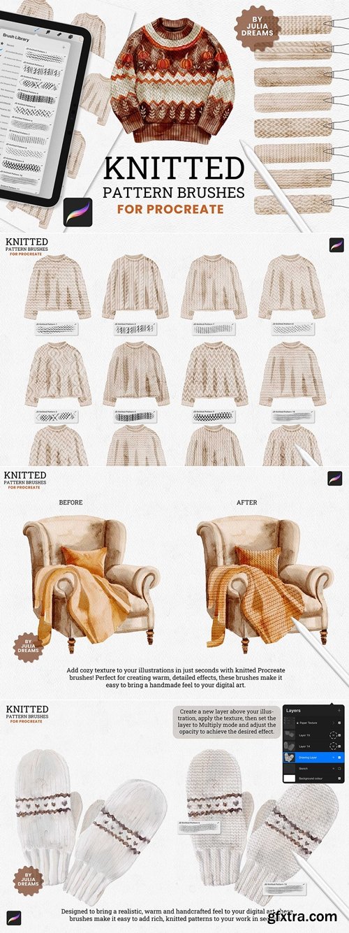 CreativeMarket - Knitted Pattern Procreate Brushes CreativeMarket - Knitted Pattern Procreate Brushes