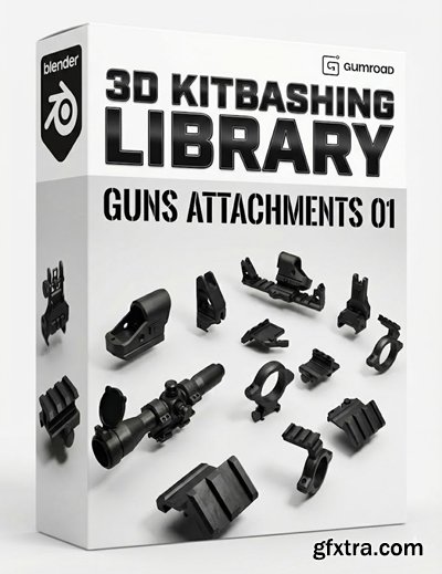 Gumroad - 3D Kitbashing Library - Guns Attachments 01