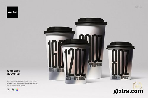 CreativeMarket - Paper Cups Mockup Set - 42228403