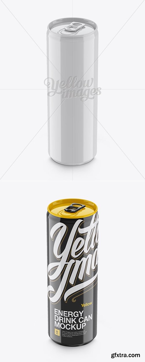 YellowImages - 250ml Aluminium Can With Gloss Finish Mockup (High-Angle Shot) 13080