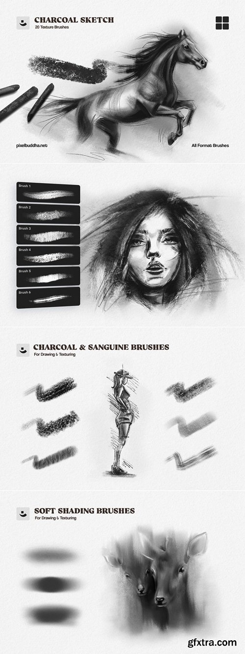 CreativeMarket - Multi-App Charcoal Sketch Brushes 292029771