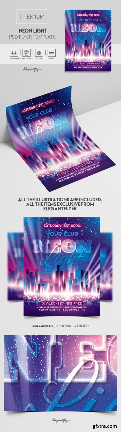 Neon Light – Flyer PSD Template
