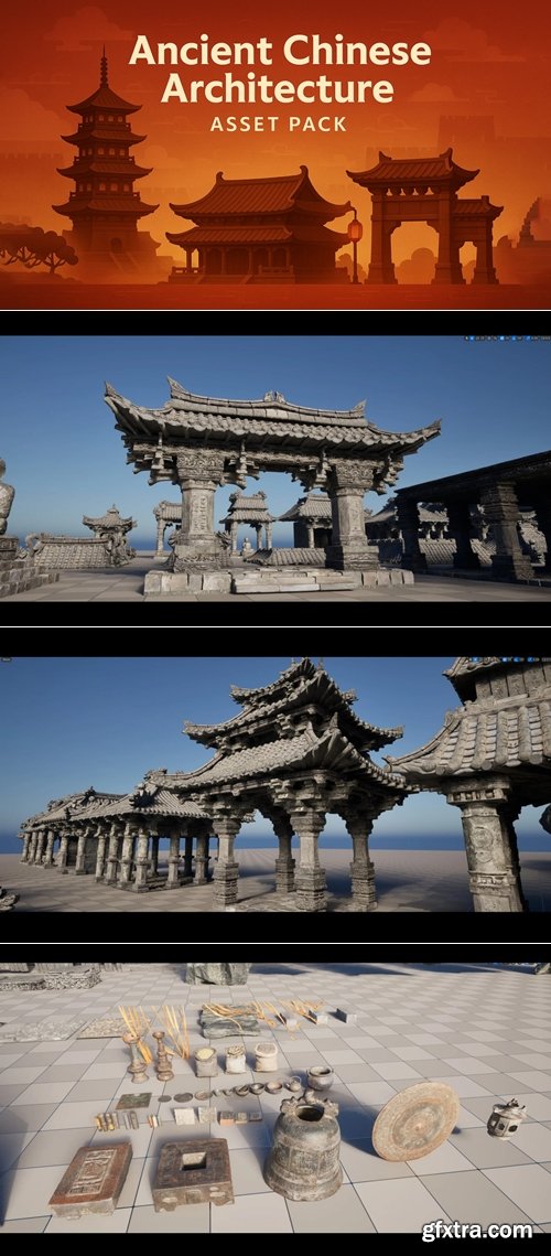 Gumroad - Ancient Chinese Architecture Asset Pack