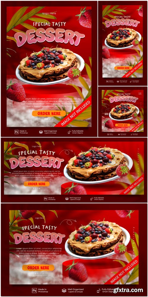 PSD special tasty dessert limited edition for promotion social media instagram post feed banner template PSD special tasty dessert limited edition for promotion social media instagram post feed banner template