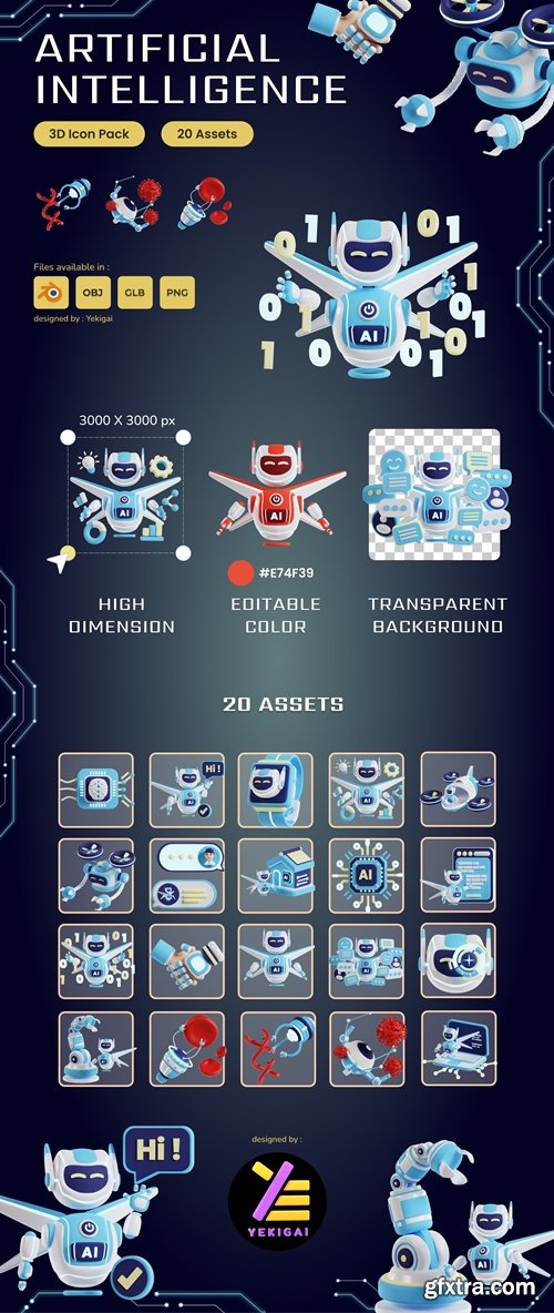 Artificial Intelligence 3D Icon Pack