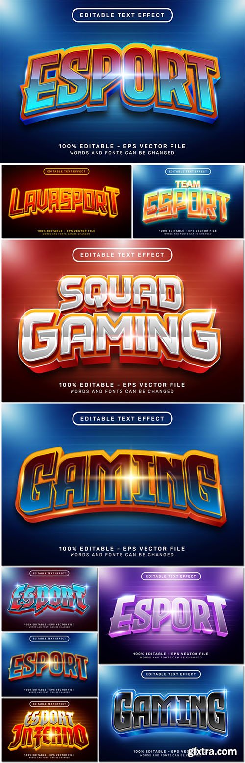 Vector gaming, sport 3d text effect Vector gaming, sport 3d text effect