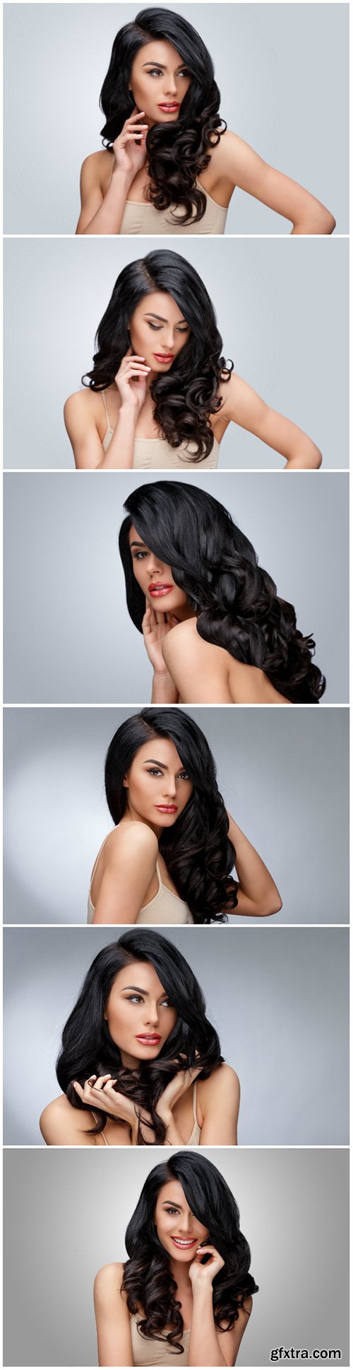 Beautiful female face, long wavy hair Beautiful female face, long wavy hair