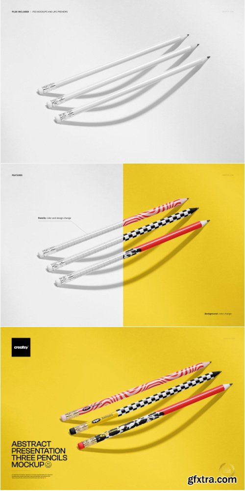 Creativemarket - Presentation of Three Pencils Mockup - 290975193
