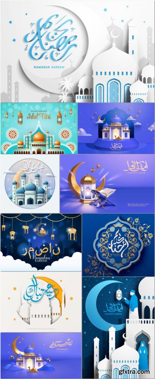 Ramadan, Eid mubarak design with decorative circular vector background Ramadan, Eid mubarak design with decorative circular vector background