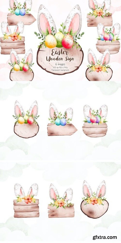 Easter Wooden Sign with Bunny Ear Clipart Easter Wooden Sign with Bunny Ear Clipart