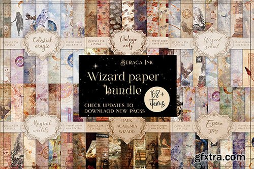 Wizard paper bundle, magic background, vintage scrapbooking Wizard paper bundle, magic background, vintage scrapbooking
