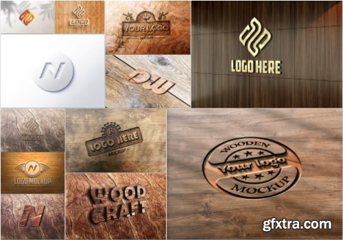 Logo mockup realistic psd set Logo mockup realistic psd set