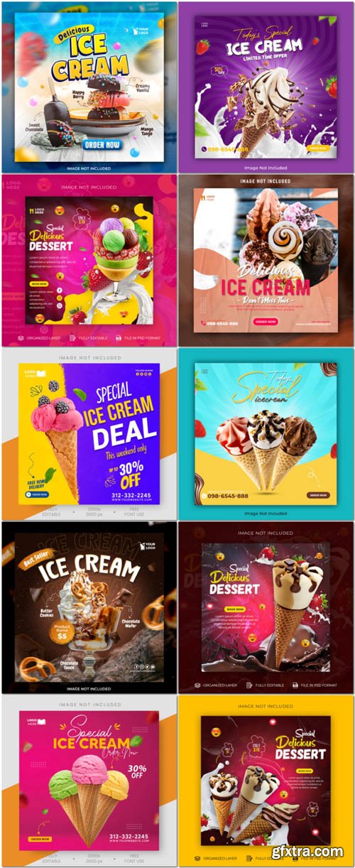 Ice cream social media post design psd banner Ice cream social media post design psd banner