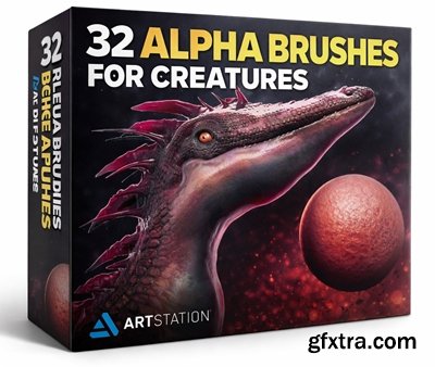 Artstation - 32 Alpha Brushes for Creatures