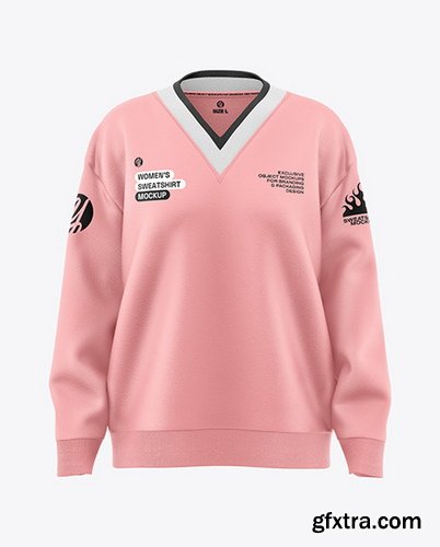 YellowImages - Women’s V-Neck Oversized Sweatshirt Mockup - Front View - 120166