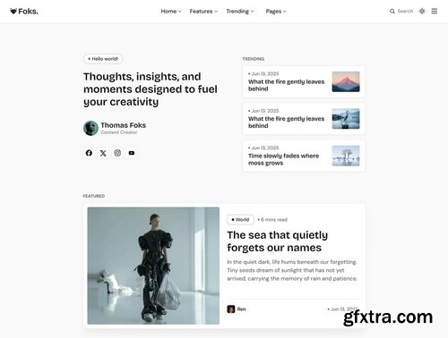 UI8 - Foks - Modern Creative Magazine Portfolio HTML Bootstrap 5 Template