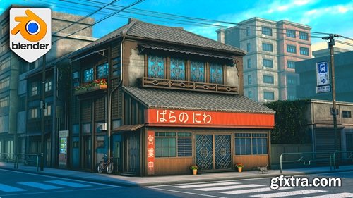 SuperhiveMarket - Stylized Japanese Environments in Blender 5 | Full Japanese Street Scene Course