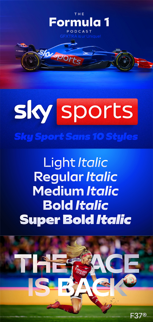 Sky Sports Sans - 10 Styles Font Family NEW!