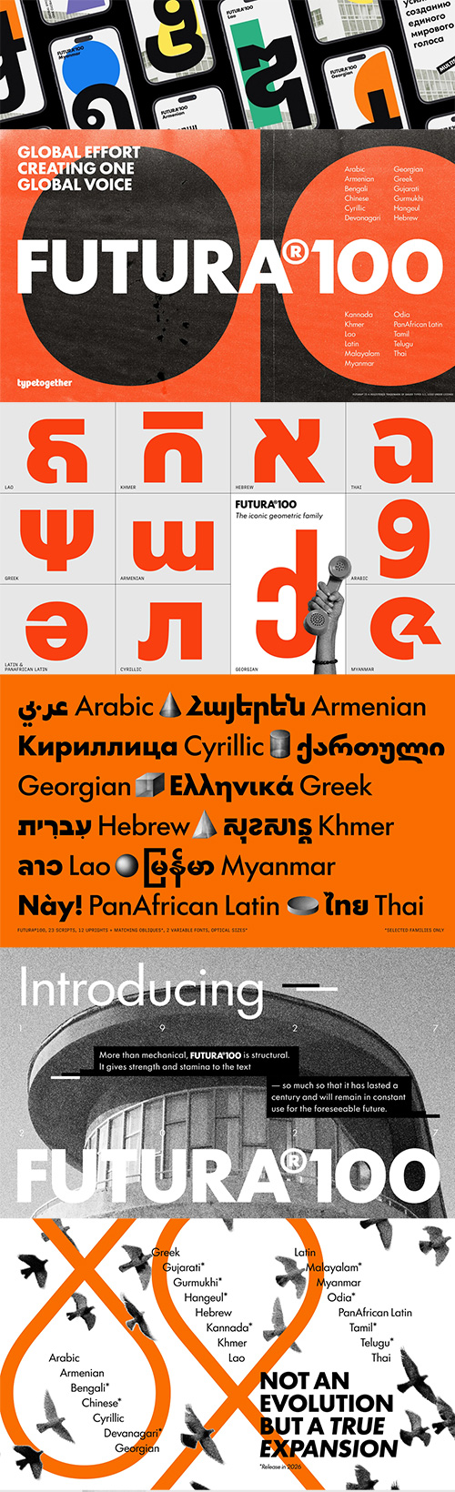 Futura®100 - 12 Styles & 2 Variable Fonts for 12 Languages Futura®100 - 12 Styles & 2 Variable Fonts for 12 Languages