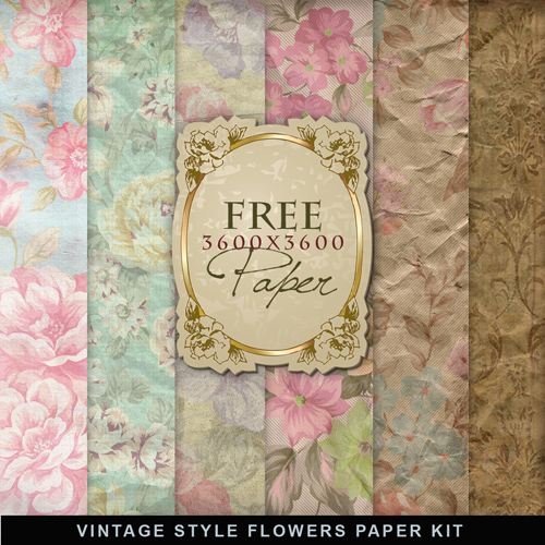 Vintage Style Flowers Paper Kit