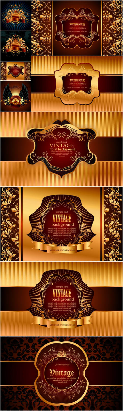 Ornate Vector Backgrounds - Patterns, ornaments, gold background, vector