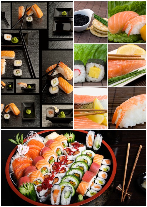 A set of variety sushi put together