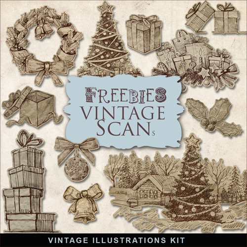 Scrap-kit - X-mas Vintage Illustrations #1