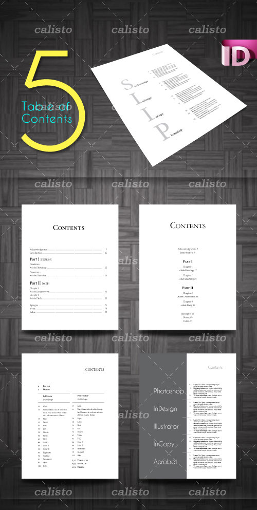 5 Amazing Table of Contents for Adobe InDesign