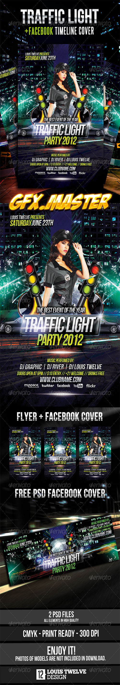 GraphicRiver - Traffic Light Party Flyer + Facebook Timeline