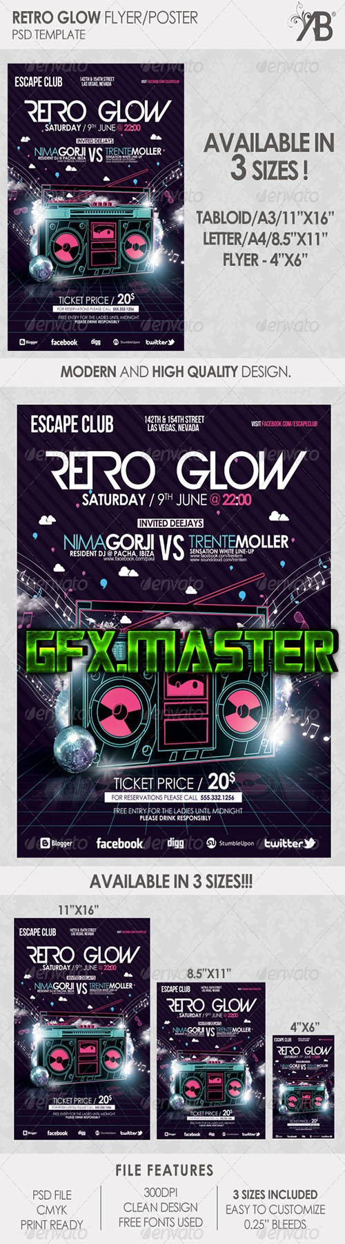 GraphicRiver - Retro Glow PSD Template