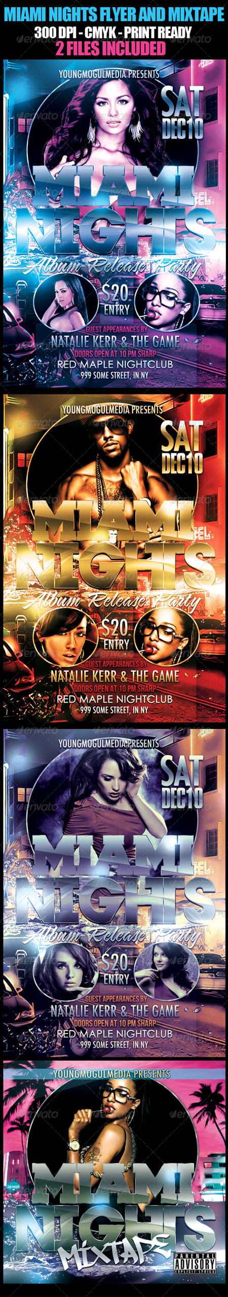 GraphicRiver Miami Nights Flyer and Mixtape