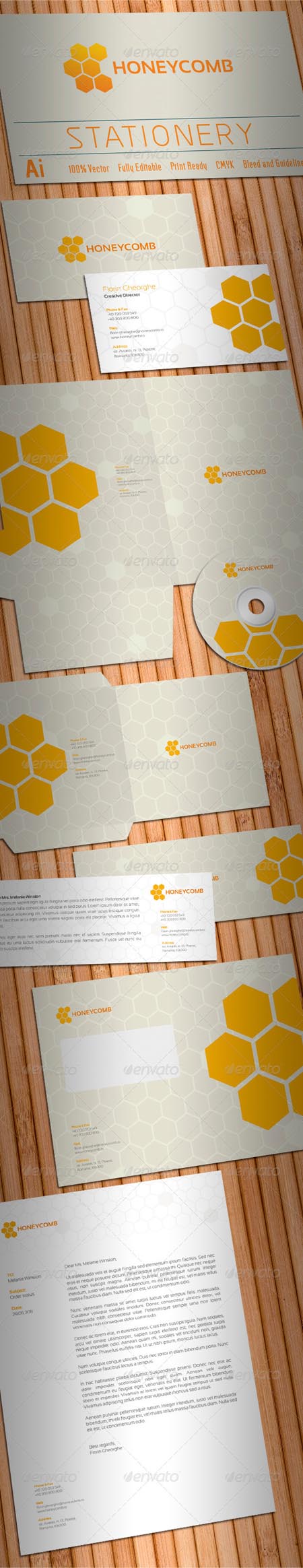 GraphicRiver Honeycomb Stationery